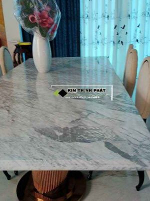 mẫu bàn bếp, bàn đá lavabo đá trắng vân mây