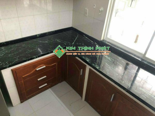 Đá Marble Xanh Tia Chớp (Xanh Mạng Nhện) ốp bàn bếp