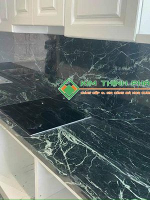 Đá Marble Xanh Tia Chớp (Xanh Mạng Nhện) ốp bàn bếp