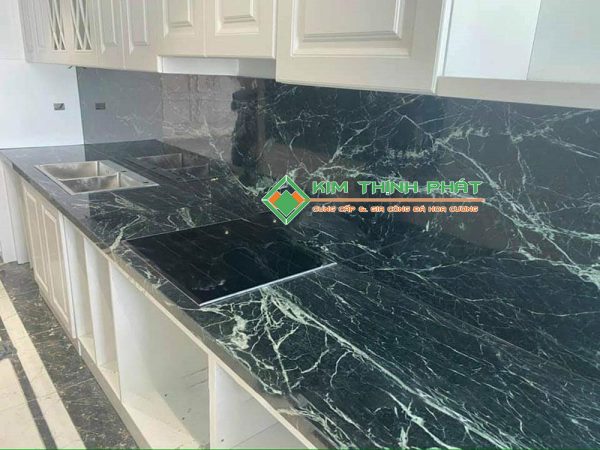 Đá Marble Xanh Tia Chớp (Xanh Mạng Nhện) ốp bàn bếp