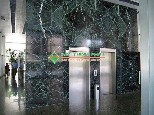 Đá Marble Xanh Tia Chớp (Xanh Mạng Nhện) ốp mặt tiền thang máy