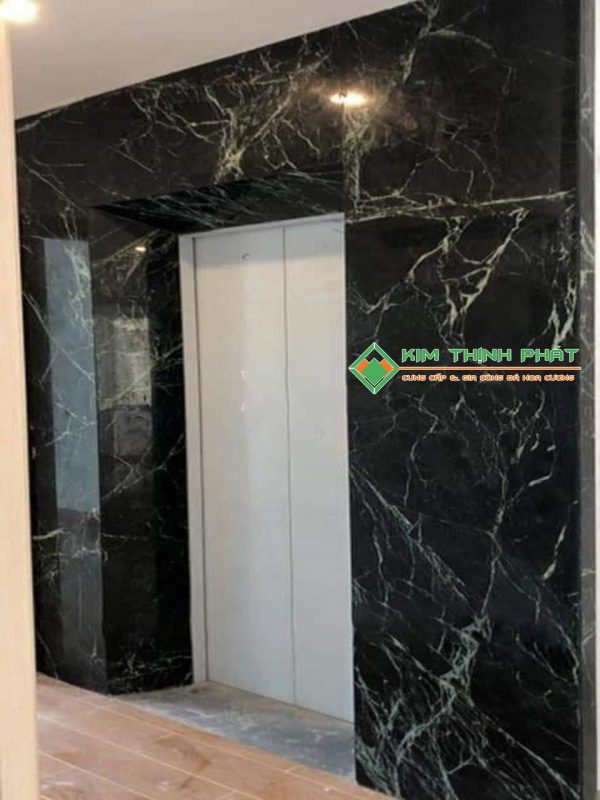 Đá Marble Xanh Tia Chớp (Xanh Mạng Nhện) ốp mặt tiền thang máy