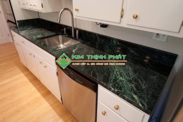 Đá Marble Xanh Tia Chớp (Xanh Mạng Nhện) ốp bàn bếp