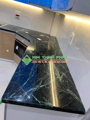 Đá Marble Xanh Tia Chớp (Xanh Mạng Nhện) ốp bàn bếp