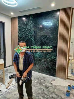 Đá Marble Xanh Tia Chớp (Xanh Mạng Nhện) ốp tường