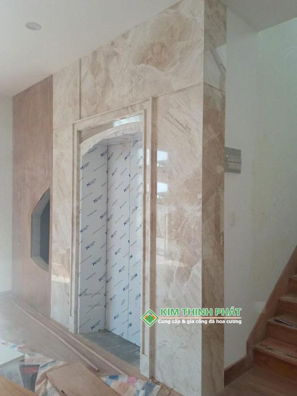 Đá Marble Kem Hoàng Gia (Daina Beige) ốp mặt tiền thang máy