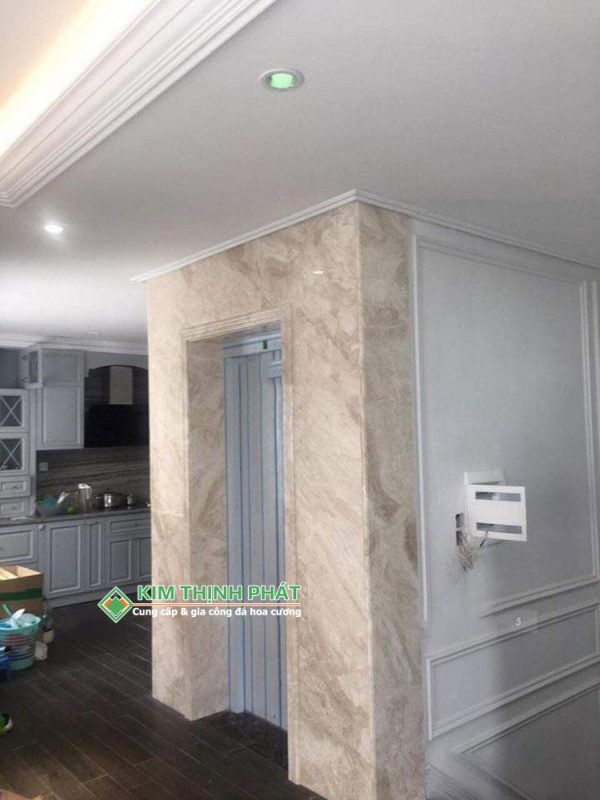 Đá Marble Kem Hoàng Gia (Daina Beige) ốp mặt tiền thang máy