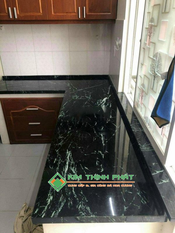 Đá Marble Xanh Tia Chớp (Xanh Mạng Nhện) ốp bàn bếp