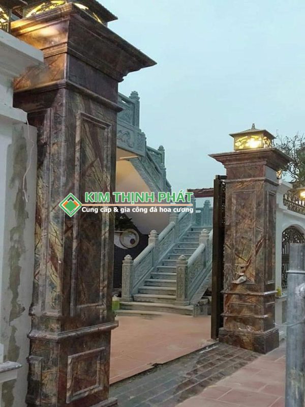 Đá Marble Nâu Rừng Mưa (Rainforest Brown) ốp cột trụ cổng
